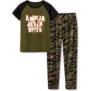 Beezizac Little Big Boys Pajamas Cozy Short Sleeves & Pants Cool 2-Piece PJ Set Kid Sleepwear Size 6-18