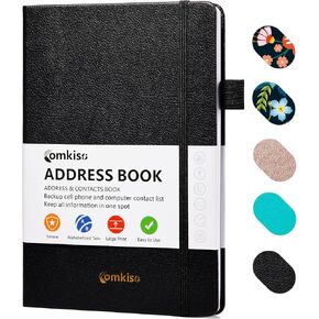 Address Book with Individual Alphabetical Tabs Laminated, Large Print Address Book with 468 Wide Lining Entry Spaces, Change of Address Labels, Hardcover Address Book 5.7 x 8.5" - Bloom