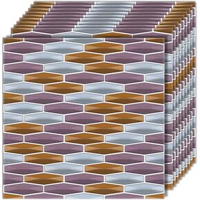 20-Sheet Tile Stickers Peel and Stick Backsplash Wall Tiles for Kitchen Bathroom,Purple Coffee 7.9"x7.9"