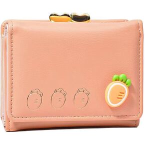Wallet Small card rfid blocking purse Cute loungefly mini wallet Slim leather pocket wallet for Women, Girls, Ladies (Pink)
