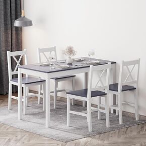 SogesHome 42.52'' Dining Table Set with 4 Chairs, 5-Piece Modern Chic Design, Premium Construction, Versatile Functionality, Easy Assembly, Oak and White Finish, Oak