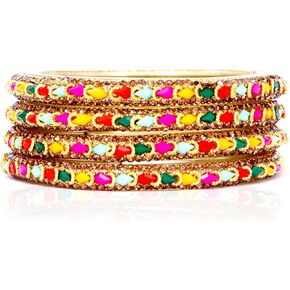 JD'Z COLLECTION Indian Glass Bangles for Women, Traditional Costume Matching Ethnic Wear Bangles Set for Girls and Ladies, Bridal Indian Jewelry
