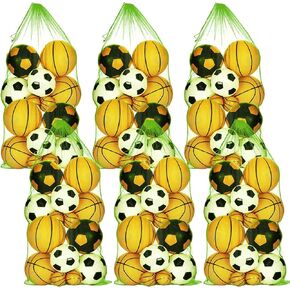 6 Pcs Large Mesh Bag 24 x 48 inch Sports Ball Bag Mesh Drawstring Bag Sports Soccer Ball Bag Mesh Storage Bag Sports Equipment Bag for Balls Beach