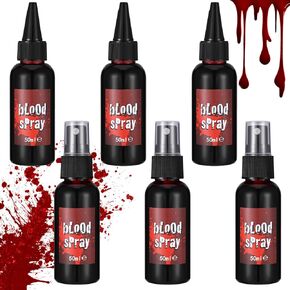 Halloween Fake Blood Makeup Kit Washable Fresh Red Fake Blood Spray Realistic Dripping Blood Gel for Cosplay Party Zombie Vampire Monster (Set1)