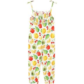 Toddler Girls Jumpsuit-Viscose Made from Bamboo, Sleeveless Bow Romper with Pants Overalls for Kids Summer Playsuit