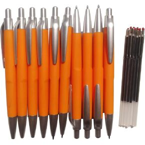 10 Ballpoint Pens,Retractable,Office Pens,1.0 mm Orange Pens Black Ink,Send 10 pcs ballpoint pen refills,Used for Office Writing Work Records.(Orange)