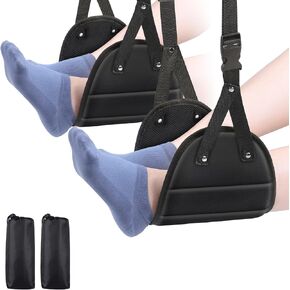 2-Pack Airplane Foot Hammock Travel Essentials, Portable Foot Hammock for Plane Travel, Memory Foam Foot Rest for Air Travel, Desk Foot Rest, Long Flight Must Haves for Women Men Kids