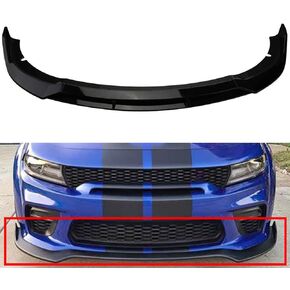 Front Lip Bumper Spoiler Wing Compatible with 2015 2016 2017 2018 2019 2020 2021 2022 Dodge Charger SRT,4Pcs Carbon Fiber Front Bumper Lip Spoiler