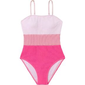 Floerns Girl's Monokini Color Block High Waisted One Piece Swimsuit
