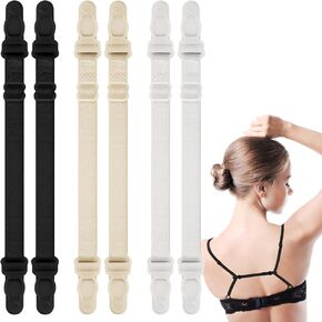 Bra Strap Holders for Slipping, 6Pcs Bra Clips to Make Racerback, Elastic Bra Strap Holders for Slipping Shoulder- Bra Strap Clips for Women Girls, White + Black + Beige