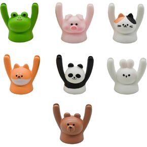 7Pcs Cute Raising Hand Animal Photo Holder Desktop Card Message Note Memo Folder Resin Number Clips for Office Home School Table Car Interior Decors