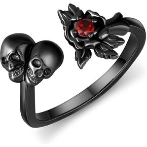 Gothic Rings for Women 925 Sterling Silver Rose Skull Rings Gothic Jewelry Gifts for Women Men