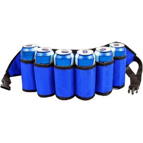 Beer Belt Holster Holds 6 Cans, Beer Belt Holder for Men, Beer Holster Belt, Adjustable Waist Pack Bag Belt, Perfect for Parties Picnic Camping (Black)