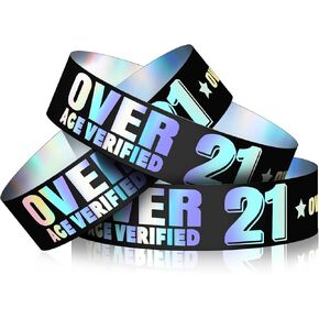 Ferraycle 1000 Pcs Over 21 Wristbands for Events Plastic Wristbands Waterproof Wrist Bracelets for Events Tear Resistant Black Concert Wristbands for Festival Party Concert Admission Party