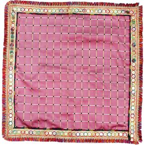 My God Gift Puja Aasan Cloth/Puja Aasan Kapda/Puja Chowki Altar Cloth for Home & Mandir/Temple/God/Goddess with Emboidery(Purple,18X18 Inch) Material Silk in Saudi Arabia