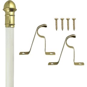 Amazing Drapery Hardware 7/16 Inch White Cafe Rods with Brass Ends, Set of 1 (Hardware Included) - Adjustable Length 48-84 Inches, Easy to Install Metal Rods for Doors, Windows, and Sidelights