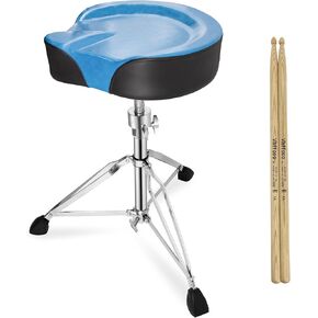 Drum Throne, Height Adjustable Drum Stool for Adults, Drum Chair with 5A Oak Drumsticks, Drum Seat, Dummer Throne (Brown)