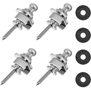 4pcs Guitar Strap Locks and Buttons Quick Release Security Straplocks for Electric Acoustic Guitar Replacement (Black+Saver(4 pack))