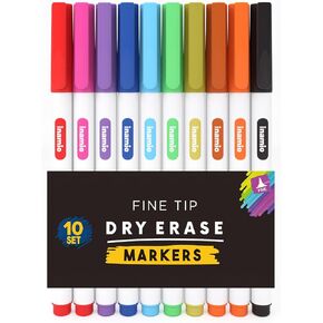 Dry Erase Markers Fine Tip - 0.5mm Whiteboard Markers - Ultra Thin, Fine Point White Board Pens, Set of 10 Colors