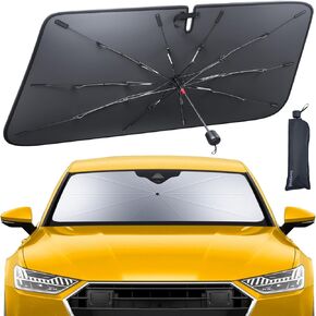 Car Windshield Sun Shade Umbrella - Lamicall [10 Fiberglass Ribs][5 Layers Nano Coating] Foldable Front Window Sunshade, Car Interior Protection, Windshield Cover for Sedan, SUV, (57"x32")