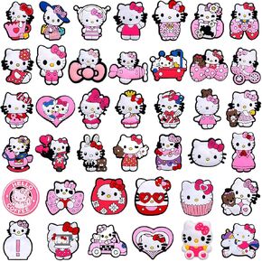 25,40 قطعة من سحر أحذية كيتي اللطيفة للفتيات التمساح، إكسسوارات ساحرة من الفخار Kawaii الوردي لتزيين سوار معصم أطفال التمساح، هدايا للحفلات. in Kuwait