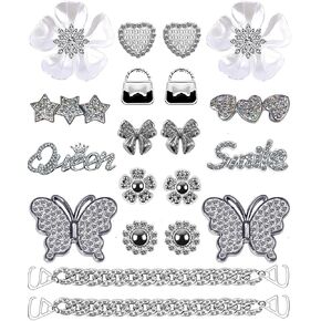 Bling Shoe Charms Designer Bling Chain Shoes Accessories for Women Girls Jewelry Cute Shoe Decoration Charms Butterfly Flower for Birthday Gifts Party Favors