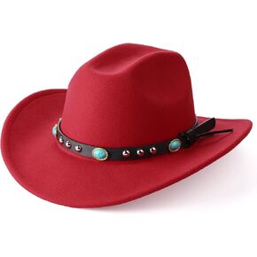 Western Cowboy Hat for Women, Wide Brim Felt Cowboy Hat, Felt Cowgirl Hats for Women Western