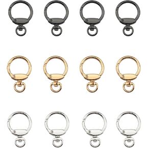 12PCS Round Spring Metal Carabiner Clips 8 Shaped Spring Clips with Metal Circular Rings Round Rotating Spring Keychain Rings for Making Keychains Attaching to Backpacks and Hanging Ropes
