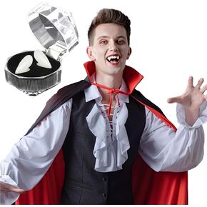 Devil's Vampire Dentures for Halloween Costume Accessories, Spooky Vampire Style Fangs, Perfect for Cosplay Parties and Popular Halloween Decor White