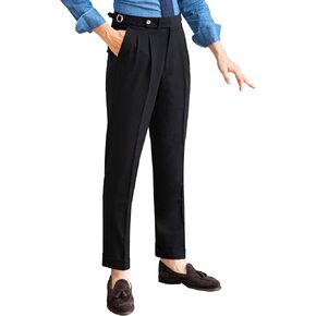 Men's Spring/Summer Thin Style Bubble Fabric Classic Gurkha Naples Italian Style Pants No Belt Required Dress Pants in Kuwait