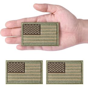 MOZETO 2 Pieces American Flag Patch, 3x2 Inches USA US American Flag for Backpacks Caps Hats Jackets, Embroidered Tactical Military Morale Patch with Hook and Loop
