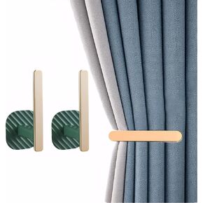 Curtain Holdbacks,Curtain Holders,2Pcs Self Adhesive Curtain Drapery Tiebacks L Shaped Hooks Nordic Style Window Treatment Holdbacks for Outdoor Home and Cafe Balcony Decoration, Green