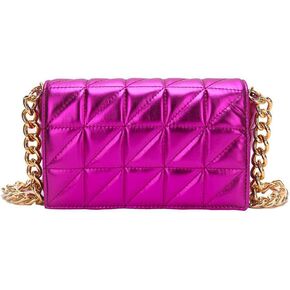 Small Metallic Glossy PU Leather Shoulder Bag Clutch Handbags for Women Fashion Chain Ladies Purse