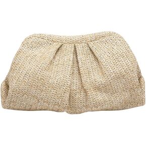 Verdusa Women's Straw Woven Clutch Handbags Ruched Cloud Purse