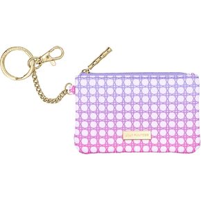 Lilly Pulitzer Keychain ID Card Case, Cute Keychain Wallet, Slim Credit Card Holder with Keyring and Zipper, Pink Caning