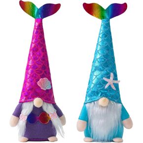 Summer Holiday Gnomes Decorations,Mermaid Gnomes Plush Decor for Home, Beach Gnomes Plush,Ocean Day Gnomes Tiered Tray Decor,Kitchen Table, Shelf Sitters Decor