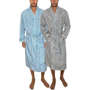 AMERICAN HEAVEN Mens 2-Pack Lightweight Sleep/Lounge Long Bath Robe -Premium Cotton Blend