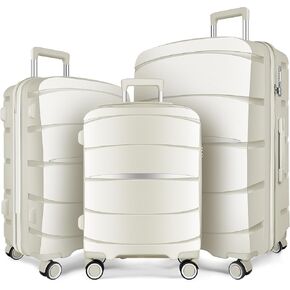 Luggage Sets with Spinner Wheels (20/24/28 Inch), PP+ABS Suitcase Sets