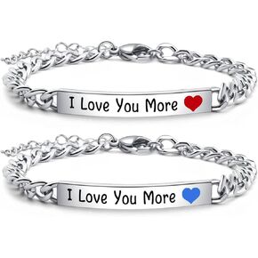 I Love You More Bracelet set Gifts for Her Love Couples Matching Bracelet Wedding Party Gifts Birthday Gifts for Girlfriend Boyfriend