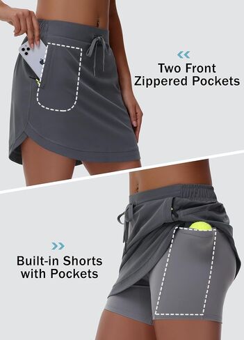 Women's Golf Skort Skirts Athletic - Tennis Skorts Quick Dry Lightweight Active Summer Trendy Dressy Casual Zip Pockets in Saudi Arabia