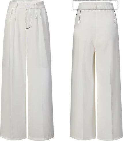 MGWDT Women's Wide Leg Pants Business Casual for Work High Elastic Waisted Dress Pants in Saudi Arabia