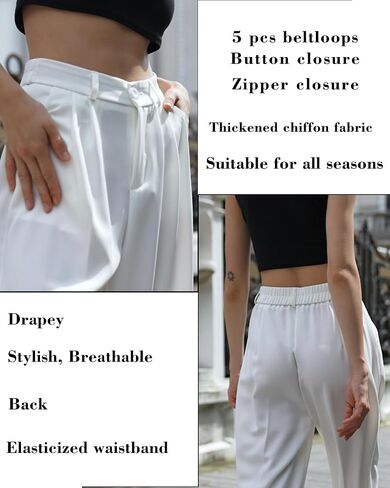 MGWDT Women's Wide Leg Pants Business Casual for Work High Elastic Waisted Dress Pants in Saudi Arabia