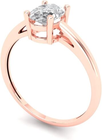 Clara Pucci 1.0 ct Oval Cut White Sapphire 14k Yellow Gold Solitaire Wedding Engagement Bridal Promise Ring in Saudi Arabia