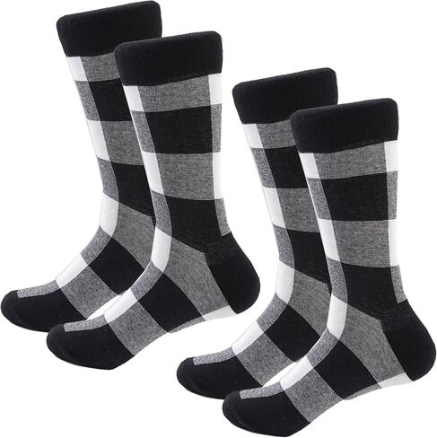 Buffalo-Plaid-Cotton-Socks - Check Crew Socks Hiking Casual Warm Socks 2-pairs Fit for women in Saudi Arabia