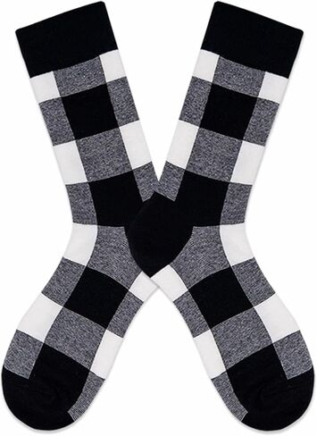 Buffalo-Plaid-Cotton-Socks - Check Crew Socks Hiking Casual Warm Socks 2-pairs Fit for women in Saudi Arabia