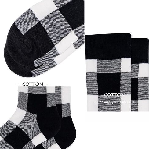 Buffalo-Plaid-Cotton-Socks - Check Crew Socks Hiking Casual Warm Socks 2-pairs Fit for women in Saudi Arabia