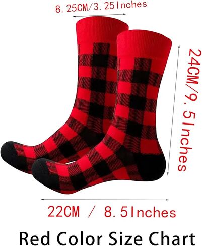 Buffalo-Plaid-Cotton-Socks - Check Crew Socks Hiking Casual Warm Socks 2-pairs Fit for women in Kuwait