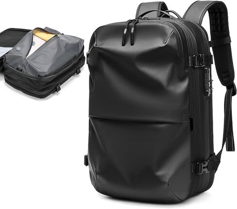 Vacpack Backpack, 16 Gallons Expandable Vacuum Backpack with Sealed Compression System for Travel, Airback Carry On (Black-With Air Pump) in Saudi Arabia