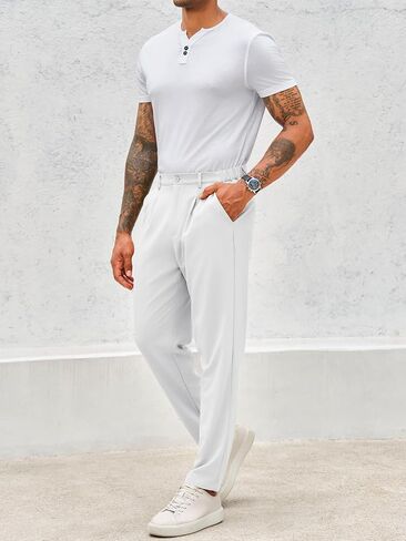 Runcati Mens Slim Fit Dress Pants Business Casual Golf Chino Pants Stretch Pleated Slacks in Saudi Arabia