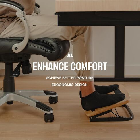Adjustable Foot Rest for Under Desk at Work - Ergonomic Foot Rest Under Desk Foot Stool - 7 Adjustable Angles Wood Under Desk Footrest - Under Desk Foot Rest for Office Leg Rest - Walnut in Saudi Arabia